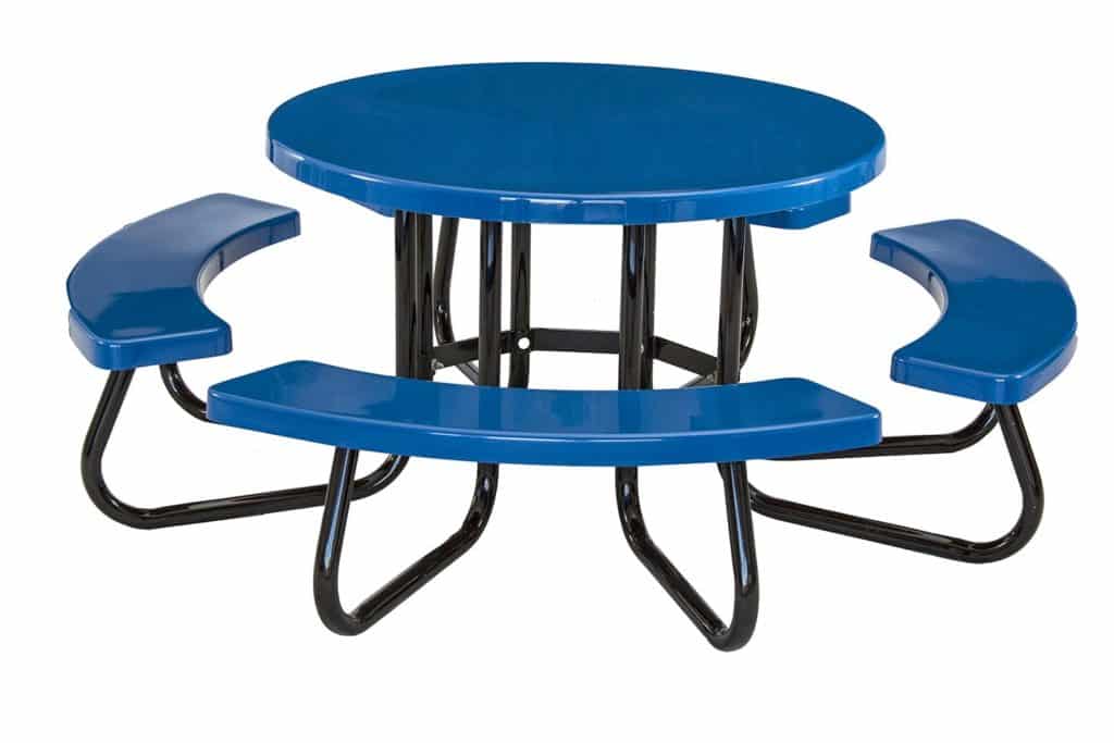 48” Round Portable Picnic Table Fiberglass Top & Benches