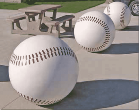 Baseball Themed Concrete Ball Bollards